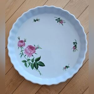 Rose Pattern Ceramic Pie Dish